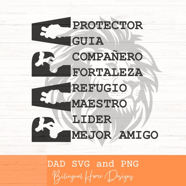 Dia del Padre SVG y PNG, Mi Padre mi Maestro mi Mejor Amigo, Sublimación española del Día del Padre, El mejor papá, Papá León, Regalo del Día del Padre