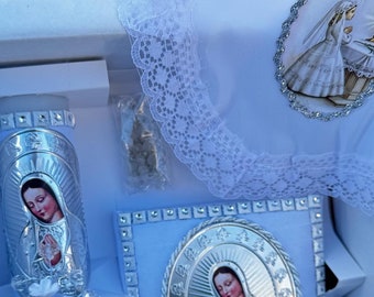 First Communion Candle Set: Rosary & Prayer Book