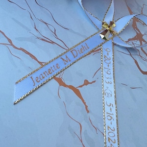 100-50-24-12pcs Personalized ribbons bows /Baptism Favors, Memorial Ribbons /personalized ribbons Favors/wedding/Baptism/Funeral