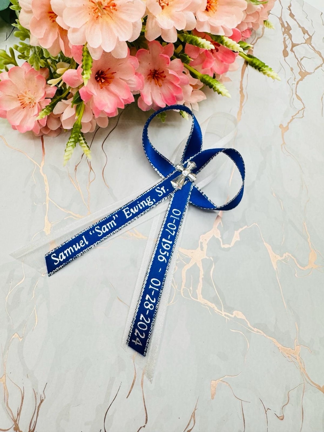 Personalized Funeral Favor Ribbons With Pins, Custom Memorial Ribbon - Etsy
