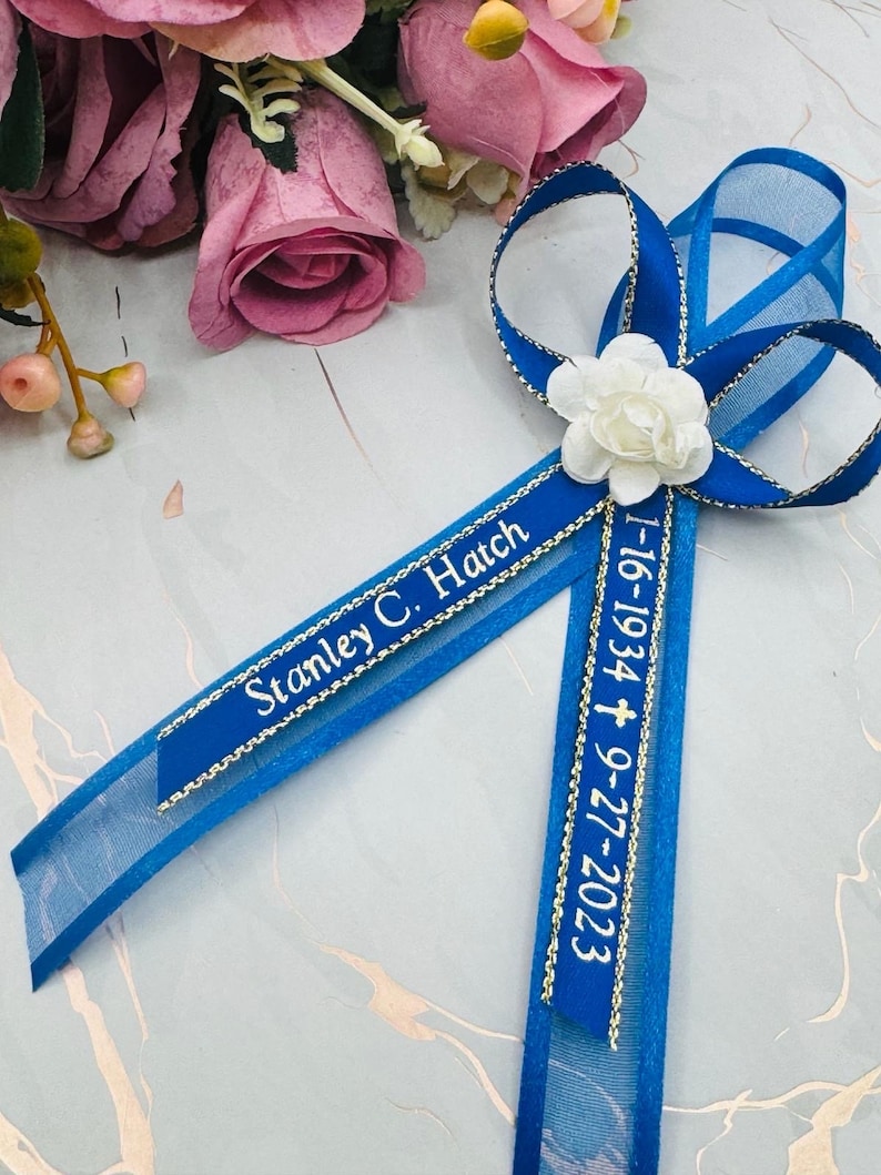 Personalized Funeral Ribbons With Pins, Satin Memorial Favors - Etsy