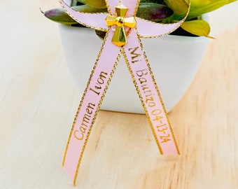 100-50-24-12pcs Personalized ribbons bows /Baptism Favors Recuerdos para Bautizo/personalizad ribbons Favors/wedding/Baptism Baptism ribbons