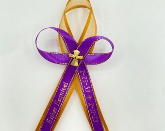 Personalized Satin Funeral Ribbon Favors with Pin