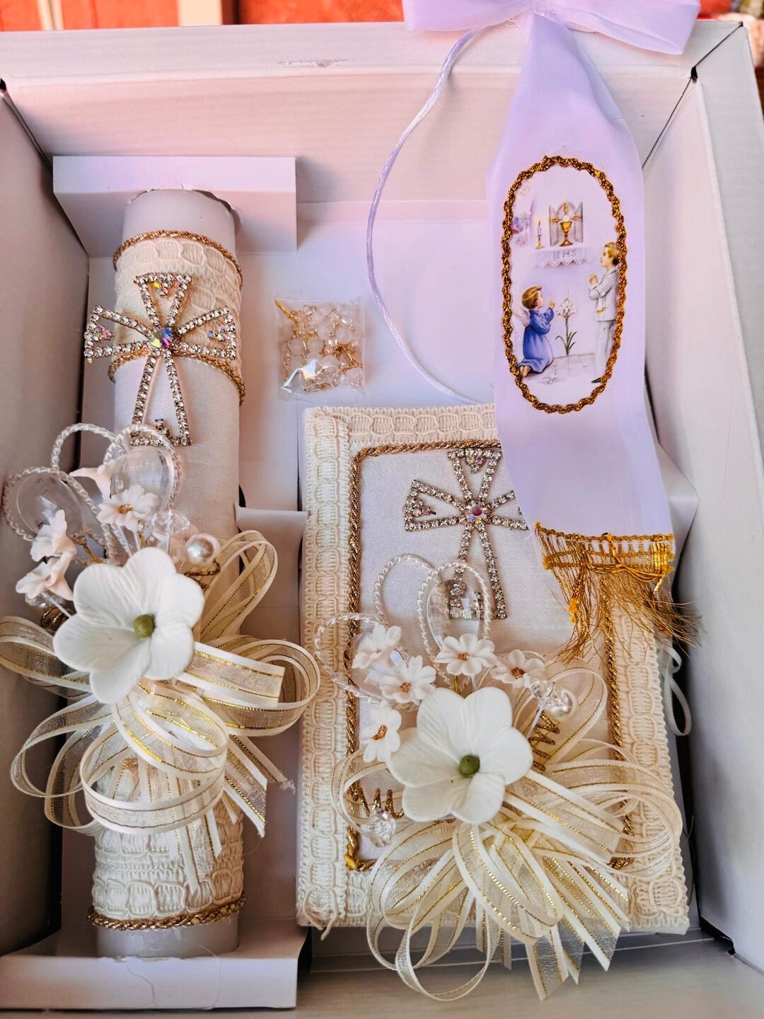 Boys Basic First Communion Candle Set (Spanish) main image 1
