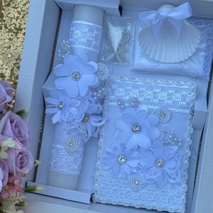 Unisex 6 Piece Baptism Candle Set (English)