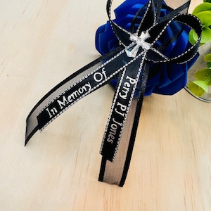 100pcs-50-24 pcs Personalized ribbons funeral favors, ribbons with safety pins double ribbons Memorial Ribbons