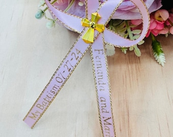 100-50-24-12pcs Personalized ribbons bows /Baptism Favors Recuerdos para Bautizo/personalizad ribbons Favors/wedding/Baptism Baptism ribbons