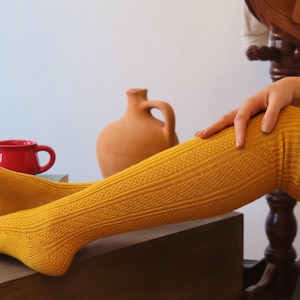Over Knee Warm Wool Socks for Women / Organic and Hypoallergenic Thick Warm Socks / Over Knee 100% Merino Socks