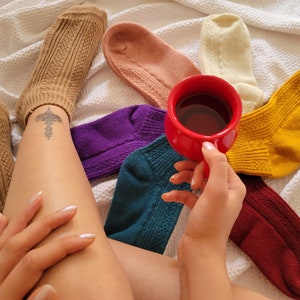Handmade Merino Wool Ankle Socks: Warm Knit Socks for Women