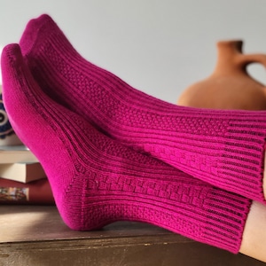 Knitting Wool Socks / %100 Merino Wool Socks / Colorful Wool Socks / Crew Wool Socks / Hand made Socks / Wool Socks / Organic Socks