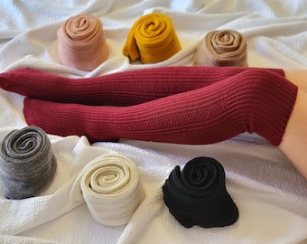 Merino Wool Over Knee Socks: Warm, Hypoallergenic, One Size