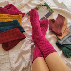 Knitting Wool Socks / %100 Merino Wool Socks / Colorful Wool Socks / Crew Wool Socks / Hand made Socks / Wool Socks / Organic Socks