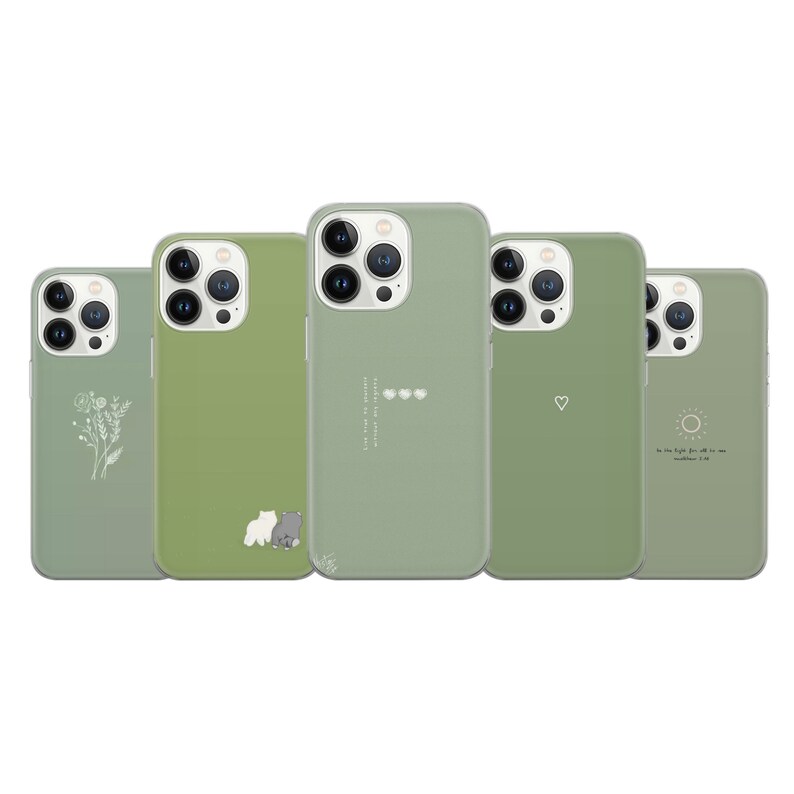 Sage Green Phone Case Cute Minimalist Cover Fit for iPhone 15 Pro Max, 14 Plus, 13, 12, 11, XR