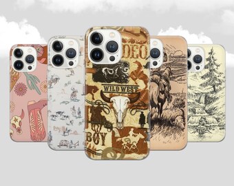 Cowboy Phone Case Wild West Western Cover Fit for iPhone 15 Pro Max, 14 Plus, 13, 12, 11, XR, XS & Samsung S23, S22, A54, A53, Pixel 8, 7