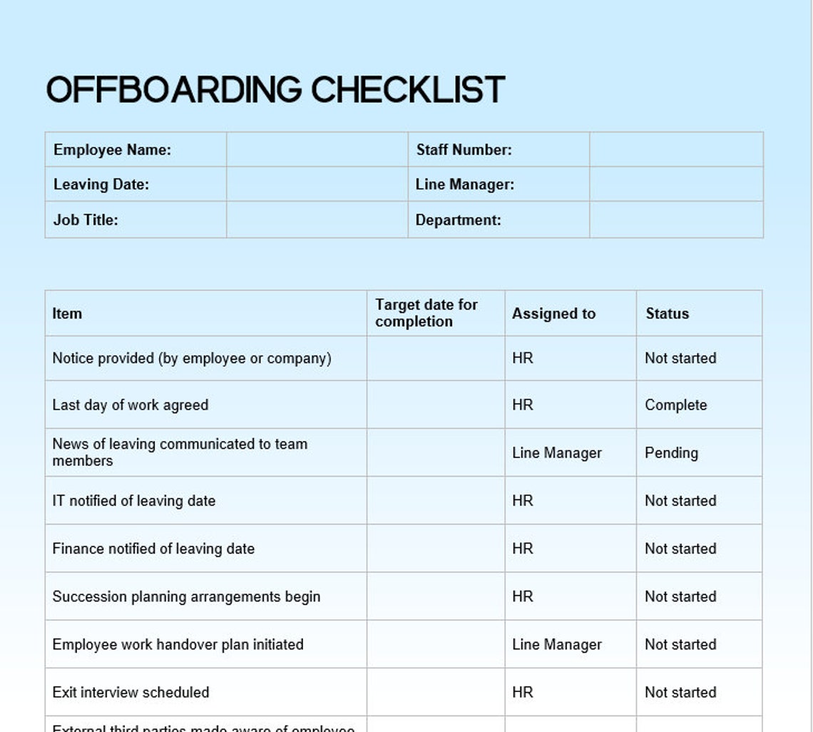 Employee Offboarding Checklist Template Etsy Employee Offboarding Checklist Template Etsy