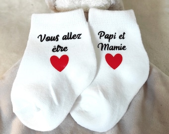 Chaussettes bébé annonce grossesse papi et mamie - vous allez être Papi et mamie - surprise grossesse famille
