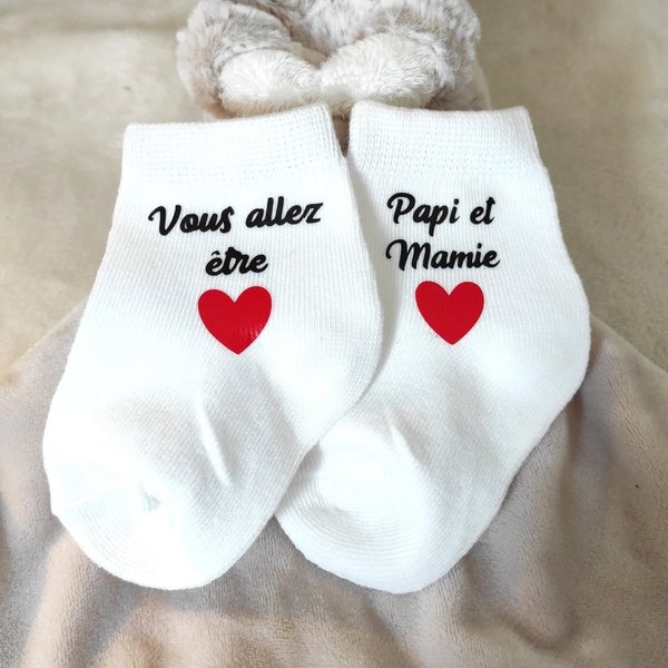 Chaussettes bébé annonce grossesse papi et mamie famille