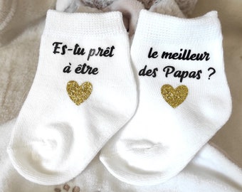 Chaussettes bébé annonce grossesse papa famille