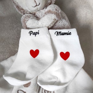 Chaussettes bébé annonce grossesse Papi Mamie - cadeau futurs papi et mamie - surprise papi et mamie - annonce grossesse personnalisée
