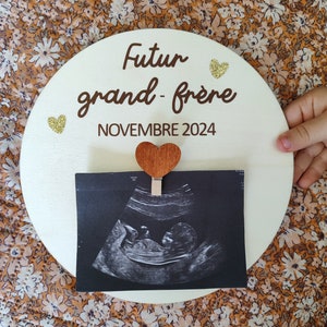 Carte en bois annonce grossesse échographie futur grand frère/grande sœur personnalisable - souvenir future grande soeur - futur grand frère image 2