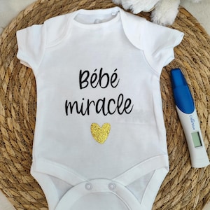 Body bébé annonce grossesse papa - bébé miracle - cadeau annonce grossesse - bébé miracle GPA - bébé arc en ciel