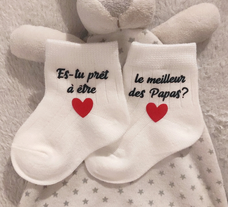 Chaussettes bébé annonce grossesse le meilleur des papas/cadeau futur papa image 2