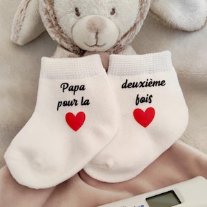 Chaussettes bébé annonce grossesse papa - papa pour la deuxième fois -cadeau futur papa  - bientôt papa - coucou papa - surprise grossesse