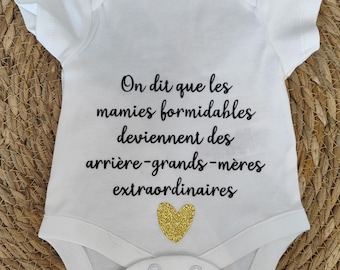 Body bébé annonce grossesse arrière-grand-mère extraordinaire - body bébé personnalisé - cadeau futur arrière grand-mère - annonce grossesse