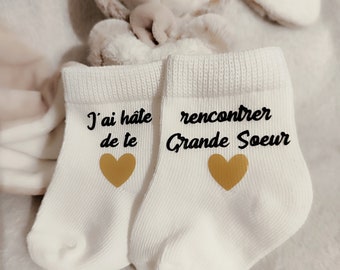 Chaussettes bébé annonce grossesse Grande Soeur / Grand Frère