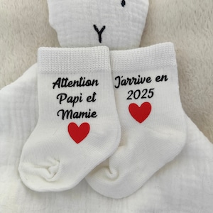 Baby socks announcing pregnancy/family surprise/attention I'm coming