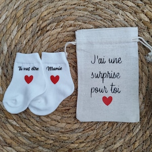 Pochette surprise annonce grossesse -Tu vas être mamie - annonce grossesse mamie - cadeau future mamie - surprise future mamie - rouge