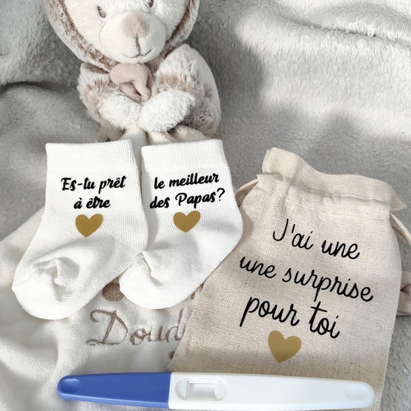 Chaussettes bébé futur papa/Pochette surprise annonce grossesse papa/pochette surprise futur papa