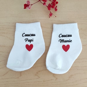 Chaussettes bébé annonce grossesse coucou papi mamie - surprise futurs papi et mamie -