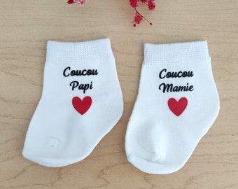 Chaussettes bébé annonce grossesse coucou papi mamie