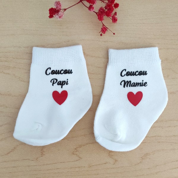 Chaussettes bébé annonce grossesse coucou papi mamie