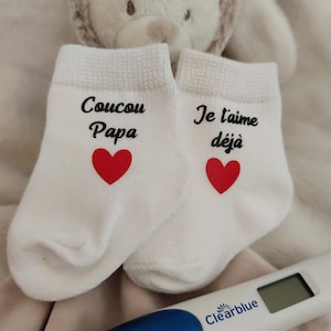 Chaussettes bébé annonce grossesse le meilleur des papas/cadeau futur papa - coucou Papa Je t'aime déjà !