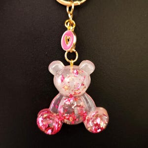 Porte clés ourson - fait main - cadeau original - idée cadeau femme - rose