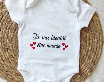 Body bébé annonce grossesse personnalisé bientôt mamie