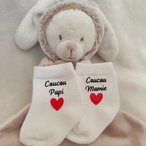 Chaussettes bébé annonce grossesse coucou papi mamie - surprise futur papi et mamie - surprise annonce grossesse