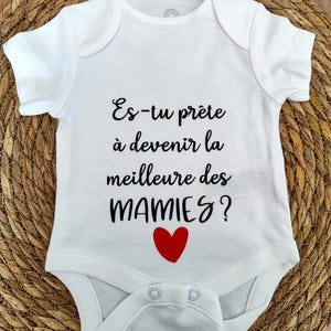 Body personnalisé annonce grossesse mamie - body future mamie - surprise mamie - cadeau super mamie