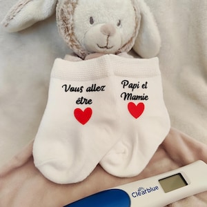 Chaussettes bébé annonce grossesse papi et mamie -  Vous allez être papi et mamie - cadeau futurs grands-parents - futur papi et mamie