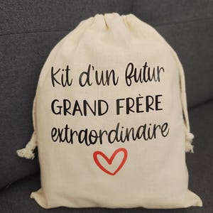 Sac Kit de survie grand frère- cadeau futur grand frère - Pochon grand frère - surprise futur grand frère - grand frère extraordinaire