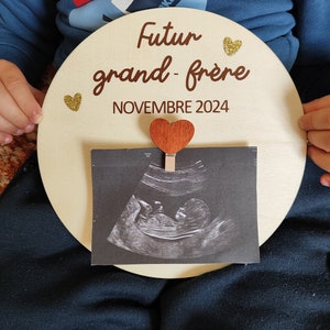 Carte en bois annonce grossesse échographie futur grand frère/grande sœur personnalisable - souvenir future grande soeur - futur grand frère