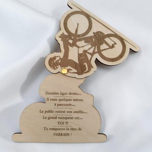 Petición para padrino ciclista | Anuncio de embarazo original | Regalo para un futuro padrino ciclista | Petición personalizada para padrino | Revelación de bebé en madera