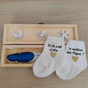 Coffret annonce grossesse papa-boîte test de grossesse et chaussettes bébé-boite test de grossesse papa- surprise grossesse papa-cadeau papa