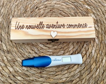 Pregnancy test box - surprise wooden pregnancy announcement box - pregnancy announcement gift for dad - future dad gift