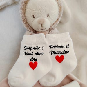 Chaussettes bébé annonce grossesse Parrain et Marraine - surprise parrain et marraine - cadeau futurs Parrain et Marraine