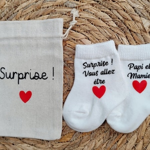 Pochette surprise annonce grossesse papi et mamie - bientôt papi et mamie - cadeau futurs grands parents