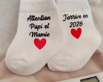 Baby socks pregnancy announcement/family surprise/watch out I'm coming - pregnancy announcement for grandpa and grandma - Baby 2026