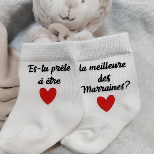 Demande marraine - Chaussettes bébé marraine - cadeau future marraine - cadeau marraine baptême - demande marraine